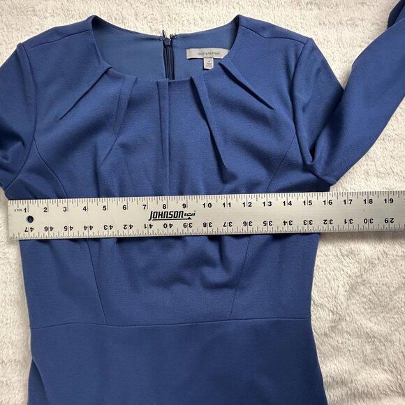 Classiques Entier Womens Blue Pleated Shift Dress Size 4 Long Sleeve Career - Picture 6 of 10
